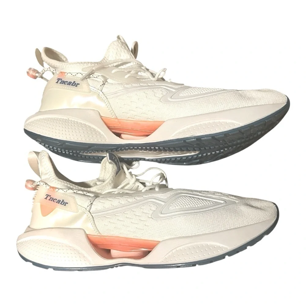Tncabr Men’s Running Shoes - Size 11.5 - White with blue and orange accents